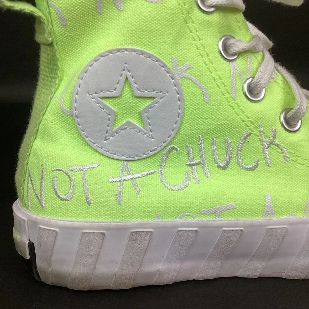 Converse Unt1tl3d 'Not A Chuck' - Youth Sz 5 - Neon Green High Tops - A03147F